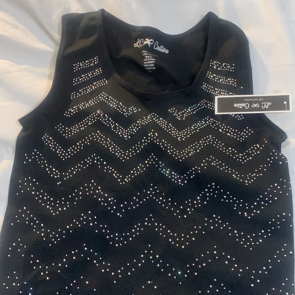 Black Tank Top with Rhinestone Design - Picture 2 of 2